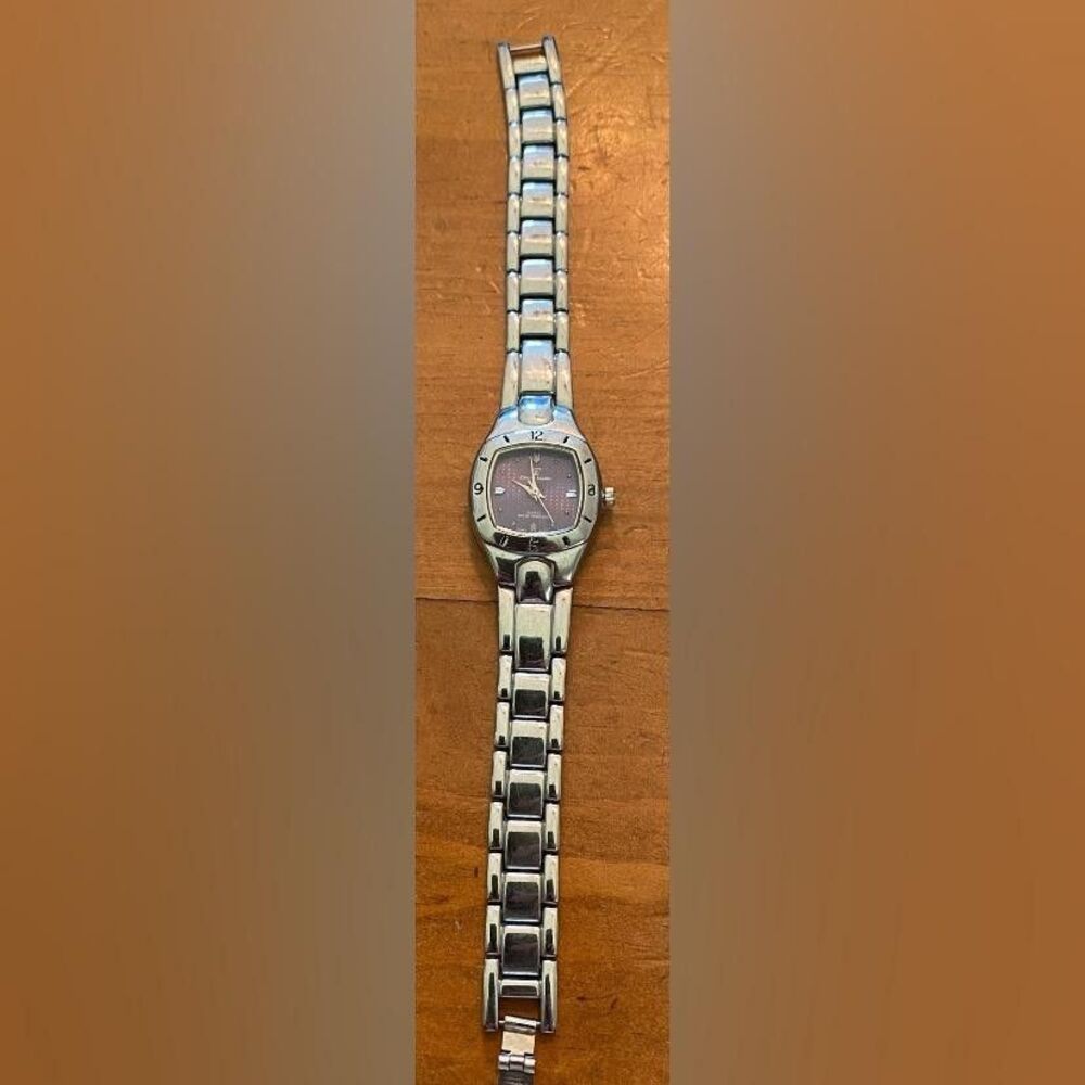 Charles Lasalle Fancy Watch Women’s Quartz Silver Tone Purple Dial New Battery